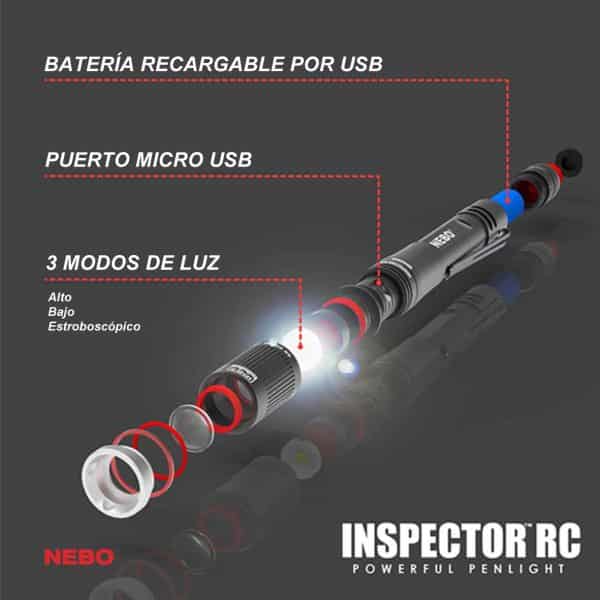 LINTERNA RECARGABLE NEBO 6810 INSPECTOR RC 360 LUMEN