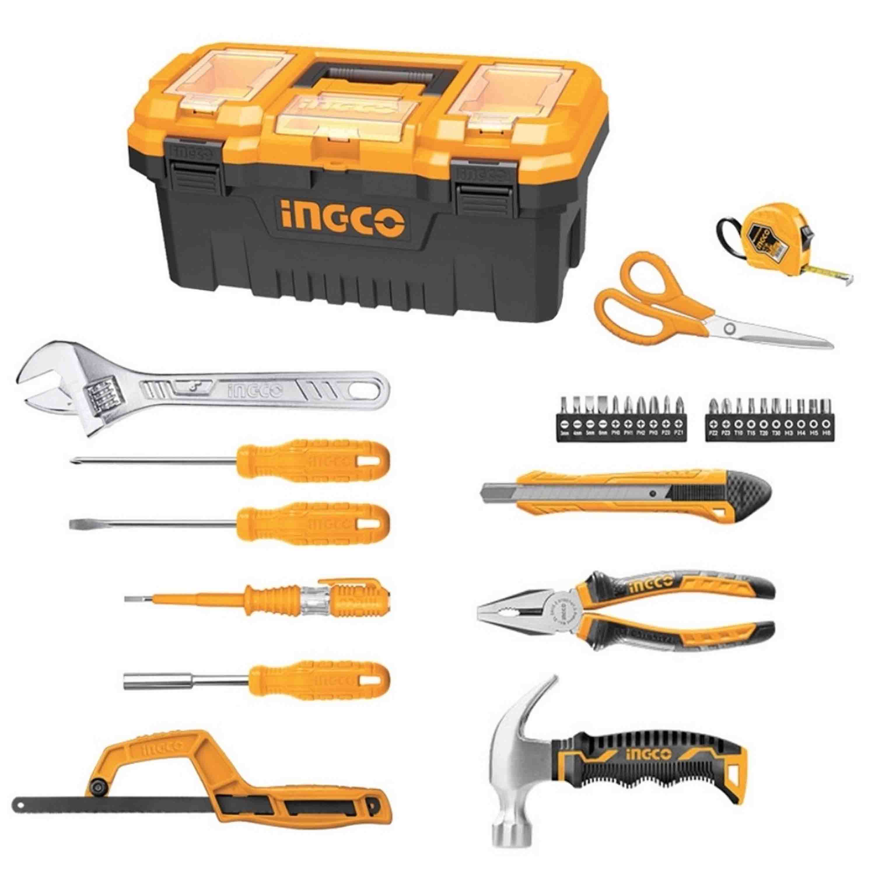 Juego de herramientas de 38 piezas para reparación del hogar, kit de  herramientas manuales automáticas con caja de herramientas de plástico para