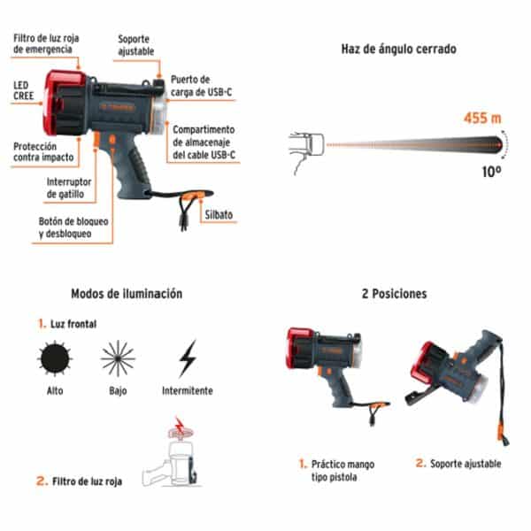 LINTERNA RECARGABLE LED TRUPER 102404